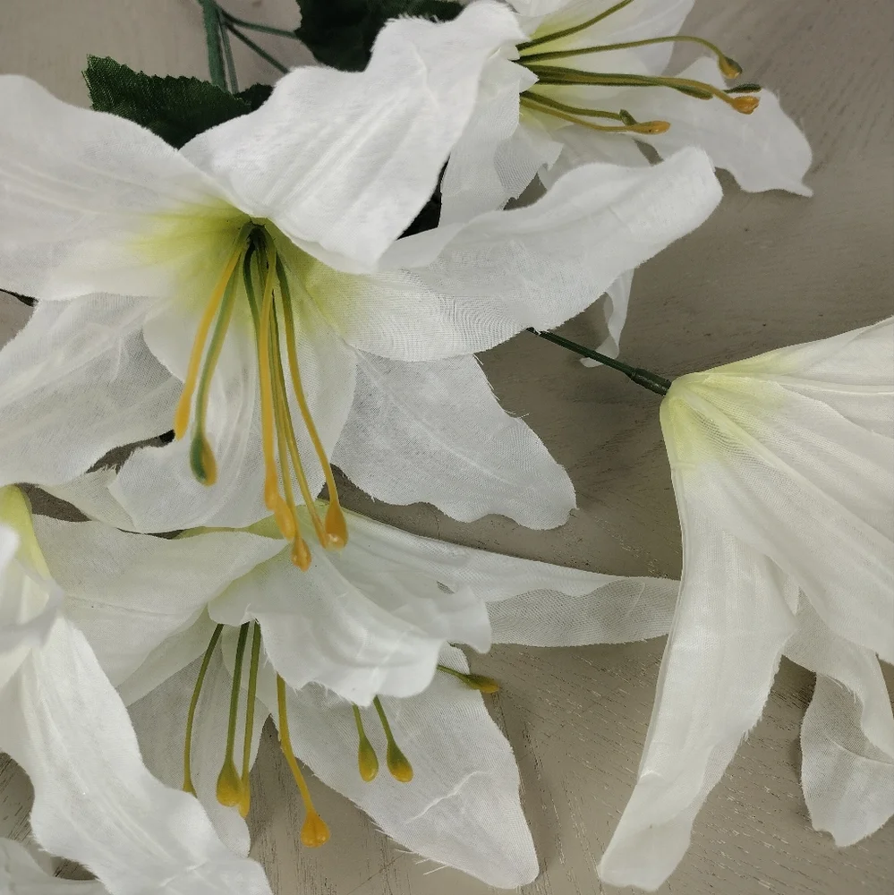 Elegant White Artificial Lily Bouquet